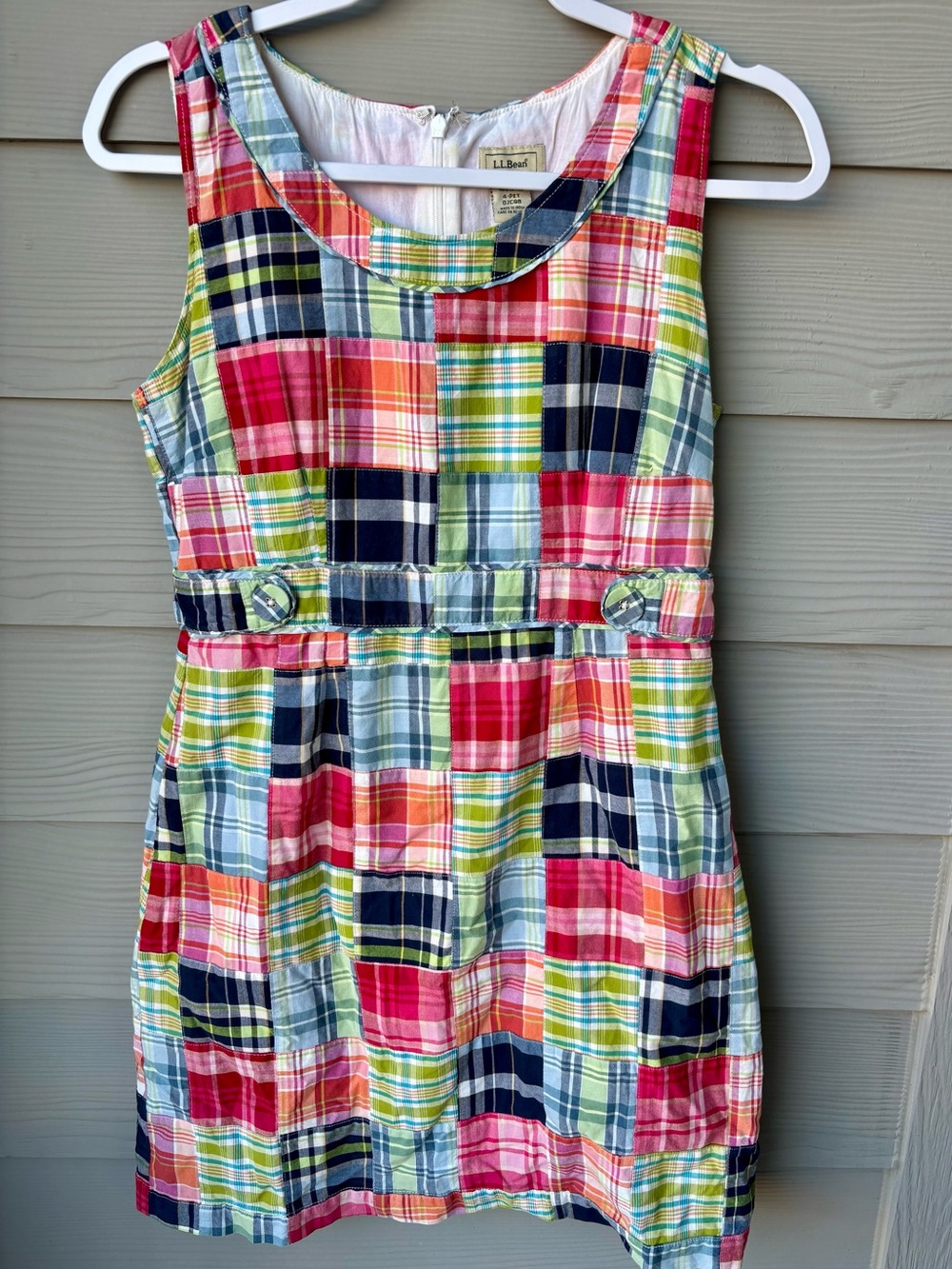L.L.Bean Patchwork Madras Plaid Cotton Mini Dress 4P